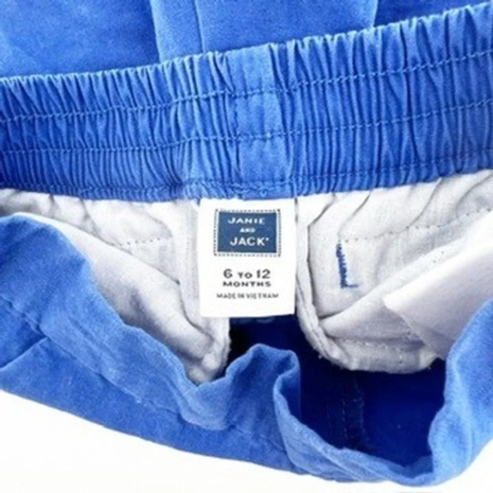 Janie and Jack Blue‎ Ruffle Hem Elastic Waist Shorts Kids 6-12 Months Cotton
